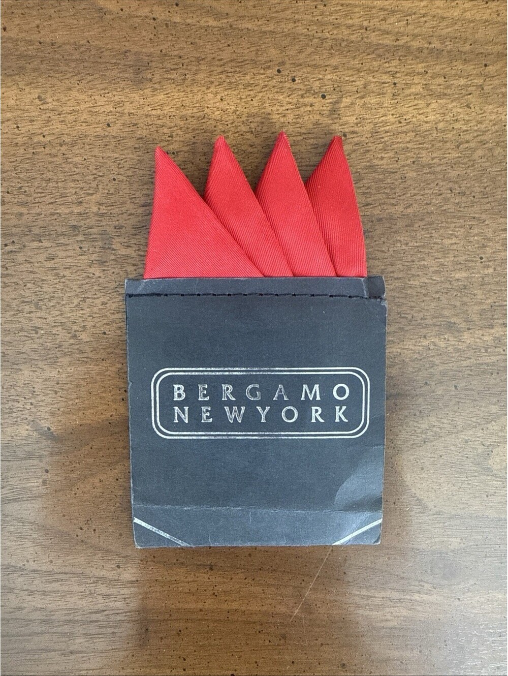 Bergamo New York Red Color Pocket Square Handkerchief